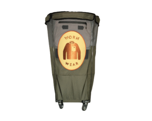 Patagonia's Worn Wear program upcycled retired fishing waders into custom retail bins for 125 stores