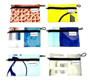 Sustainable corporate gifting ideas using Lufthansa upcycled pouches.