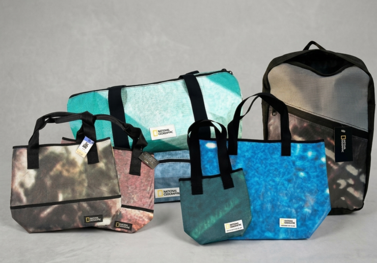National Geographic Upcycled bags from old billboard