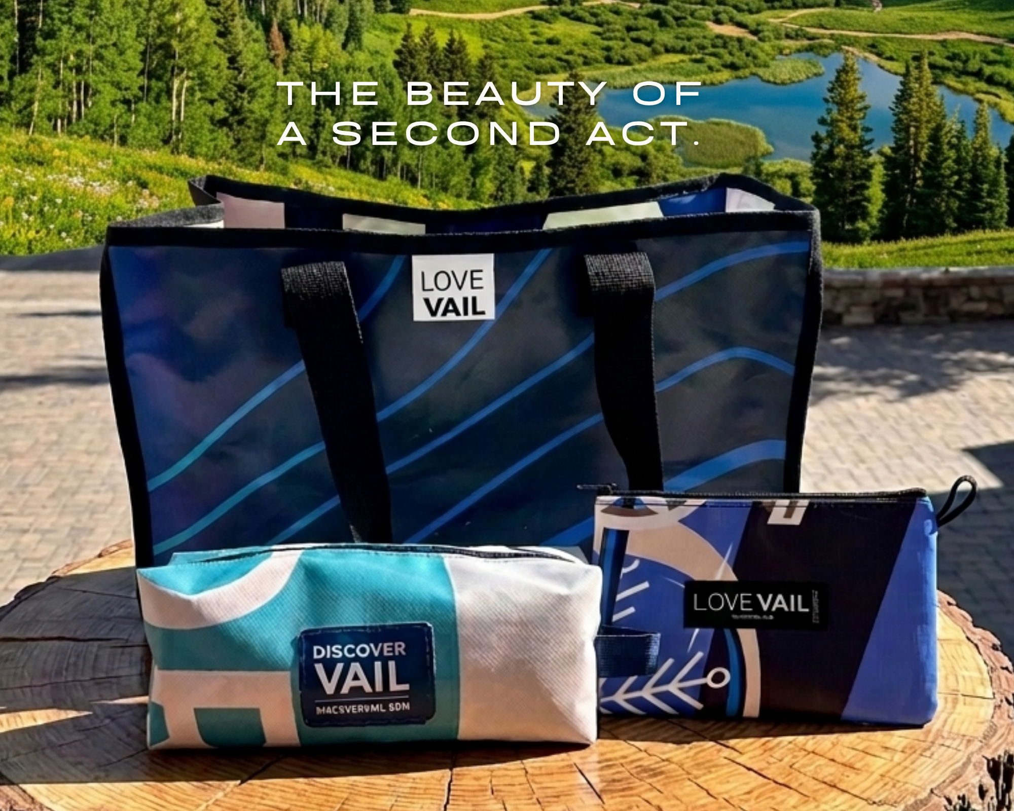 Town of Vail Love Vail Upcycled totes and pouches