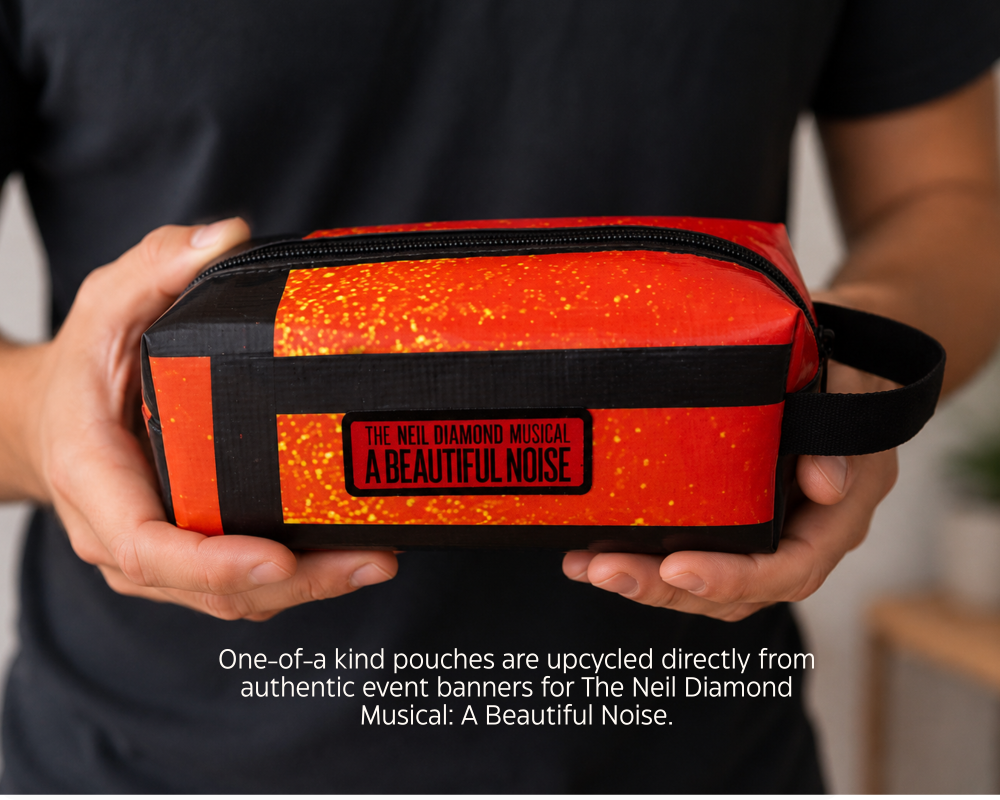 a beautiful noise the musical UPCYCLED TRAVEL POUCH